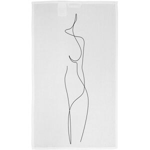 Benjamin Tate Design line art drawing of woman Designer Kitchen Towel in White White Benjamin Tate Design line art drawing of woman Designer Kitchen Towel in White White