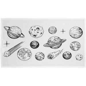 Benjamin Tate Design Set of space objects planets, stars Designer Kitchen Towel in White White Benjamin Tate Design Set of space objects planets, stars Designer Kitchen Towel in White White