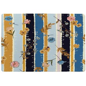Benjamin Tate Design Beautiful Meadow Flowers On Candy Colorful Brush Stripe Designer Rug in Natural Size: Large Natural Large Benjamin Tate Design Beautiful Meadow Flowers On Candy Colorful Brush Stripe Designer Rug in Natural Size: Large Natural Large