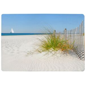 Benjamin Tate Design Dune Fence By Sea Grass With Sailboat On Horizon Designer Rug in Natural Size: Large Natural Large Benjamin Tate Design Dune Fence By Sea Grass With Sailboat On Horizon Designer Rug in Natural Size: Large Natural Large