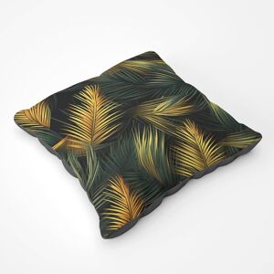 Warren Reed - Designer Golden Palm Leaves Floor Cushion in Green Size: Large Green Large Warren Reed - Designer Golden Palm Leaves Floor Cushion in Green Size: Large Green Large