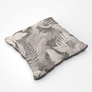 Warren Reed - Designer Grey Brown Tropical Leaves Floor Cushion Size: Large Grey Large Warren Reed - Designer Grey Brown Tropical Leaves Floor Cushion Size: Large Grey Large