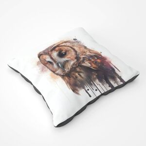 Warren Reed - Designer Tawny Owl Face Splashart Light Background Floor Cushion in Brown Size: Large Brown Large Warren Reed - Designer Tawny Owl Face Splashart Light Background Floor Cushion in Brown Size: Large Brown Large