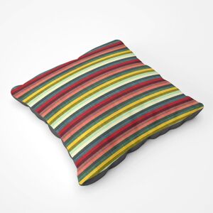 Warren Reed - Designer Multicolour Striped Brish Pattern Floor Cushion in Green Size: Large Green Large Warren Reed - Designer Multicolour Striped Brish Pattern Floor Cushion in Green Size: Large Green Large