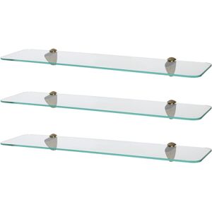 Harbour Housewares 3x Rounded Glass Bathroom Shower Storage Shelves - 60cm in Gold Gold Harbour Housewares 3x Rounded Glass Bathroom Shower Storage Shelves - 60cm in Gold Gold