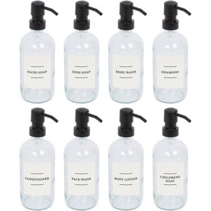 Harbour Housewares Glass Soap Dispensers with Labels - 500ml - White - Pack of 8 in Clear Clear Harbour Housewares Glass Soap Dispensers with Labels - 500ml - White - Pack of 8 in Clear Clear