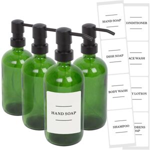 Harbour Housewares Glass Soap Dispensers with Labels - 500ml - White - Pack of 4 in Green Green Harbour Housewares Glass Soap Dispensers with Labels - 500ml - White - Pack of 4 in Green Green