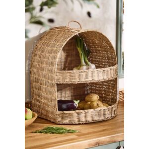 Dibor Traditional Round 2 Tier Kitchen Storage Basket Rack in Natural Natural Dibor Traditional Round 2 Tier Kitchen Storage Basket Rack in Natural Natural