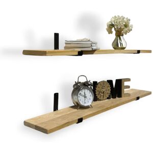 MKGT Handcrafted Oak Floating Wall-Mounted Shelves (Set of 2, 70 cm Long) in Light Oak Size: 2 Pack Light Oak 2 Pack MKGT Handcrafted Oak Floating Wall-Mounted Shelves (Set of 2, 70 cm Long) in Light Oak Size: 2 Pack Light Oak 2 Pack