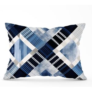 Warren Reed - Designer Checkered Square Black & Blue Cushions Size: 33 cm x 48 cm Blue 33 cm x 48 cm Warren Reed - Designer Checkered Square Black & Blue Cushions Size: 33 cm x 48 cm Blue 33 cm x 48 cm