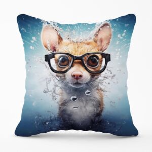 Warren Reed - Designer Splashart Doormouse With Glasses Outdoor Cushion in Blue Size: 60 cm x 60 cm Blue 60 cm x 60 cm Warren Reed - Designer Splashart Doormouse With Glasses Outdoor Cushion in Blue Size: 60 cm x 60 cm Blue 60 cm x 60 cm