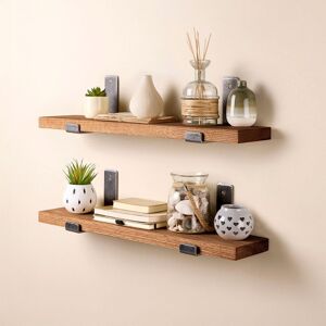Off the Grain Oak Shelves Pack of 2 with Brackets - 150cm in Brown Size: 150 cm x 15 cm Brown 150 cm x 15 cm Off the Grain Oak Shelves Pack of 2 with Brackets - 150cm in Brown Size: 150 cm x 15 cm Brown 150 cm x 15 cm