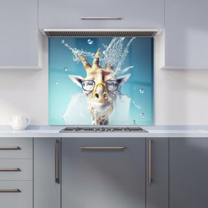 Warren Reed - Designer Giraffe With Glasses Splashart Kitchen Splashback in Blue Size: 900mm x 750mm Blue 900mm x 750mm Warren Reed - Designer Giraffe With Glasses Splashart Kitchen Splashback in Blue Size: 900mm x 750mm Blue 900mm x 750mm
