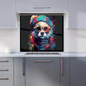 Warren Reed - Designer Multi Coloured Splashart Dog With Glasses Kitchen Splashback in Blue Size: 900mm x 750mm Blue 900mm x 750mm Warren Reed - Designer Multi Coloured Splashart Dog With Glasses Kitchen Splashback in Blue Size: 900mm x 750mm Blue 900mm x 750mm