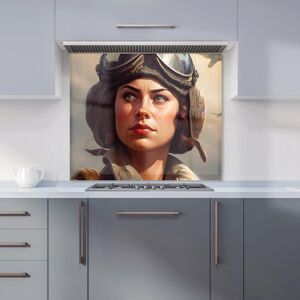 Warren Reed - Designer Female Pilot Kitchen Splashback Size: 600mm x 650mm Multicolor 600mm x 650mm Warren Reed - Designer Female Pilot Kitchen Splashback Size: 600mm x 650mm Multicolor 600mm x 650mm