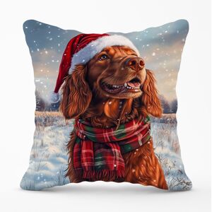 Warren Reed - Designer Snowy Christmas Irish Setter Cushion in Brown Size: 60 cm x 60 cm Brown 60 cm x 60 cm Warren Reed - Designer Snowy Christmas Irish Setter Cushion in Brown Size: 60 cm x 60 cm Brown 60 cm x 60 cm