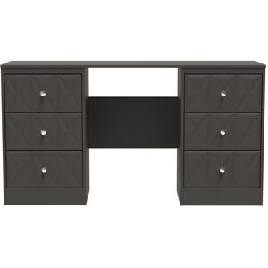 Ready Assembled 2 U Memphis 6 Drawer Kneehole Desk (Ready Assembled) in Dark Grey Dark Grey Ready Assembled 2 U Memphis 6 Drawer Kneehole Desk (Ready Assembled) in Dark Grey Dark Grey