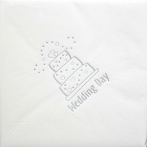NPK Wedding Day Design Foil Printed Napkins (Pack Of 15) in White White NPK Wedding Day Design Foil Printed Napkins (Pack Of 15) in White White