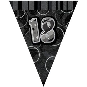 Unique Party 18 Glitz Pennant Bunting in Black Black Unique Party 18 Glitz Pennant Bunting in Black Black
