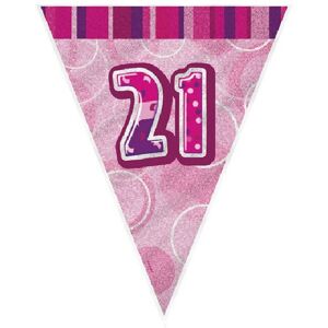 Unique Party Pink 21 Glitz Pennant Bunting Pink Unique Party Pink 21 Glitz Pennant Bunting Pink