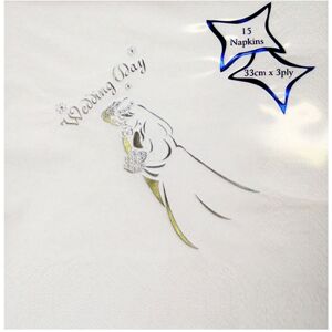 NPK Wedding Day Bride & Groom Foil Print Napkins (Pack of 15) in Cream Cream NPK Wedding Day Bride & Groom Foil Print Napkins (Pack of 15) in Cream Cream