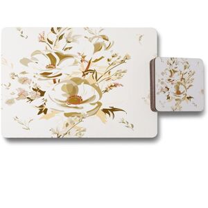 Benjamin Tate Design golden flower print placemat coaster set in Natural Natural Benjamin Tate Design golden flower print placemat coaster set in Natural Natural