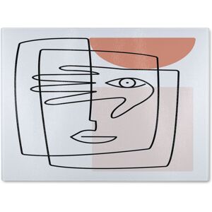 Benjamin Tate Design line drawing of face & hand Designer Glass Chopping Board in Natural Natural Benjamin Tate Design line drawing of face & hand Designer Glass Chopping Board in Natural Natural