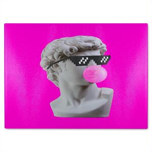 Benjamin Tate Design Plaster statue, David's head in pixel glasses Designer Glass Chopping Board in Natural Natural Benjamin Tate Design Plaster statue, David's head in pixel glasses Designer Glass Chopping Board in Natural Natural