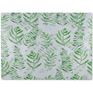 Benjamin Tate Design Green Fern Watercolour Glass Chopping Board in Natural Natural Benjamin Tate Design Green Fern Watercolour Glass Chopping Board in Natural Natural