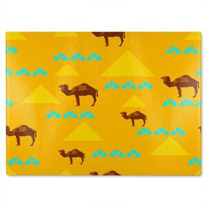 Benjamin Tate Design Camels & Pyramids Glass Chopping Board in Natural Natural Benjamin Tate Design Camels & Pyramids Glass Chopping Board in Natural Natural