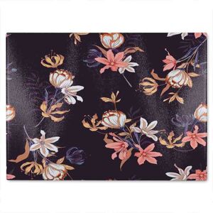 Benjamin Tate Design Blossoming Flowers Glass Chopping Board in Natural Natural Benjamin Tate Design Blossoming Flowers Glass Chopping Board in Natural Natural