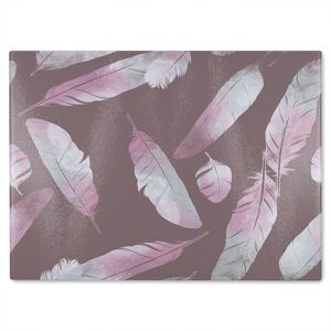 Benjamin Tate Design Imprints Bird Feathers Glass Chopping Board in Natural Natural Benjamin Tate Design Imprints Bird Feathers Glass Chopping Board in Natural Natural