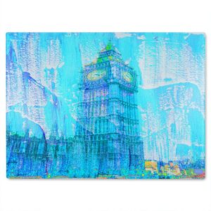 Benjamin Tate Design Crazy Blue Ben Glass Chopping Board in Natural Natural Benjamin Tate Design Crazy Blue Ben Glass Chopping Board in Natural Natural