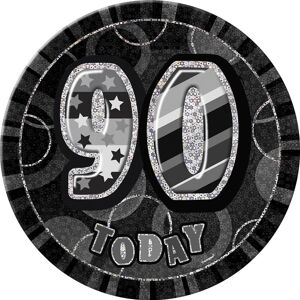Unique Party Glitz 90th Party Badge in Black Black Unique Party Glitz 90th Party Badge in Black Black