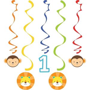 Unique Party Zoo Animals Hanging Dration (Pack of 5) Multicolor Unique Party Zoo Animals Hanging Dration (Pack of 5) Multicolor