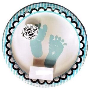 Creative Converting Footprint Shower Dessert Plate (Pack of 8) in Blue Blue Creative Converting Footprint Shower Dessert Plate (Pack of 8) in Blue Blue