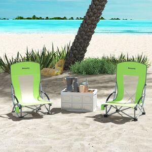 OUTSUNNY Set of 2 Folding Beach Chair, Camping Chair with Carry Bag, Green Green OUTSUNNY Set of 2 Folding Beach Chair, Camping Chair with Carry Bag, Green Green