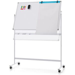 Costway Portable Double-Sided Magnetic Mobile Whiteboard Adjustable Rolling Erase Board in White White Costway Portable Double-Sided Magnetic Mobile Whiteboard Adjustable Rolling Erase Board in White White