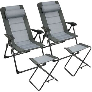 Costway Set of 2 Patio Dining Chairs w/ Ottoman Folding Recliner Chair Camping Chair w/ 7-Position Adjustable Backrest in Grey Grey Costway Set of 2 Patio Dining Chairs w/ Ottoman Folding Recliner Chair Camping Chair w/ 7-Position Adjustable Backrest in Grey Grey
