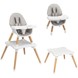 Costway 4-in-1 Baby High Chair Infant Wooden Dining Chairs w/ Detachable Tray & PU Cushion in Grey Grey Costway 4-in-1 Baby High Chair Infant Wooden Dining Chairs w/ Detachable Tray & PU Cushion in Grey Grey