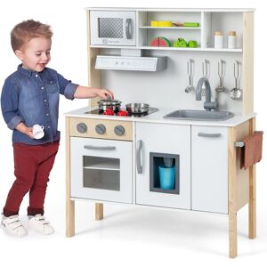 Gymax Kids Play Kitchen Set With Play Sink Ice Maker Accessories & Sounds in White White Gymax Kids Play Kitchen Set With Play Sink Ice Maker Accessories & Sounds in White White