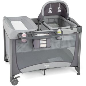 Costway 5 in 1 Portable Nursery Center Foldable Baby Playard w/ Bassinet in Grey Grey Costway 5 in 1 Portable Nursery Center Foldable Baby Playard w/ Bassinet in Grey Grey