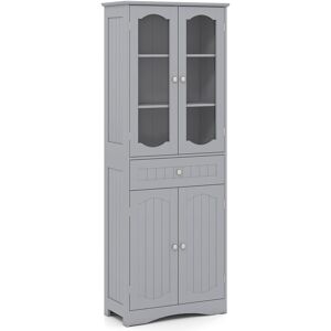 Costway Modern Bathroom Cabinet Freestanding Storage Cupboard Floor Cabinet in Grey Grey Costway Modern Bathroom Cabinet Freestanding Storage Cupboard Floor Cabinet in Grey Grey