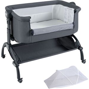 Costway Baby Bassinet Bedside Sleeper Bedside Crib w/ 7-Height Adjustment in Grey Grey Crib Costway Baby Bassinet Bedside Sleeper Bedside Crib w/ 7-Height Adjustment in Grey Grey Crib