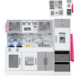 Costway Kitchen Playset 2-Piece Modular Wooden Play Kitchen in Grey Grey Costway Kitchen Playset 2-Piece Modular Wooden Play Kitchen in Grey Grey