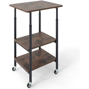 Costway Height Adjustable Printer Stand 3-Tier Printer Cart with Storage in Brown Brown Costway Height Adjustable Printer Stand 3-Tier Printer Cart with Storage in Brown Brown