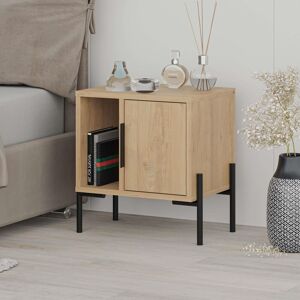 Decortie Glynn' Modern Bedside Table 48cm with Black Metal T Legs in Natural Size: 1 Pack Natural 1 Pack Decortie Glynn' Modern Bedside Table 48cm with Black Metal T Legs in Natural Size: 1 Pack Natural 1 Pack