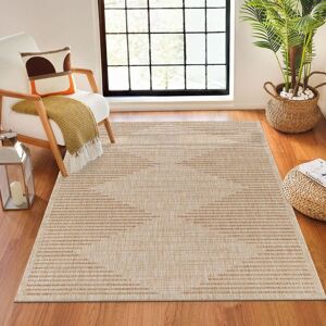 The Rug Shop UK Light Beige Tan Modern Outdoor Geometric Stain Resistant Rug Size: 200 cm x 275 cm Light Beige 200 cm x 275 cm The Rug Shop UK Light Beige Tan Modern Outdoor Geometric Stain Resistant Rug Size: 200 cm x 275 cm Light Beige 200 cm x 275 cm