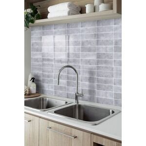 Living and Home 10Pcs 3D Rectangle Straight Pattern Self-Adhesive Wall Tile Stickers in Light Grey Light Grey Living and Home 10Pcs 3D Rectangle Straight Pattern Self-Adhesive Wall Tile Stickers in Light Grey Light Grey