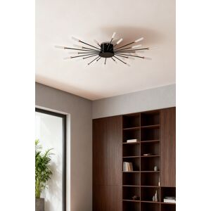 Living and Home Dimmable LED Ceiling Light Fixture with Remote Control in Black Black Living and Home Dimmable LED Ceiling Light Fixture with Remote Control in Black Black